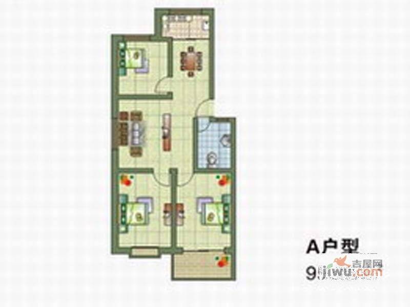 锦绣中华3室2厅1卫95.6㎡户型图