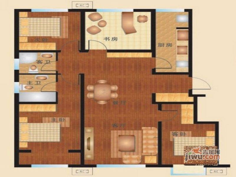 美罗城4室2厅2卫135㎡户型图