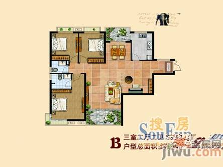 和润嘉园3室2厅2卫142㎡户型图