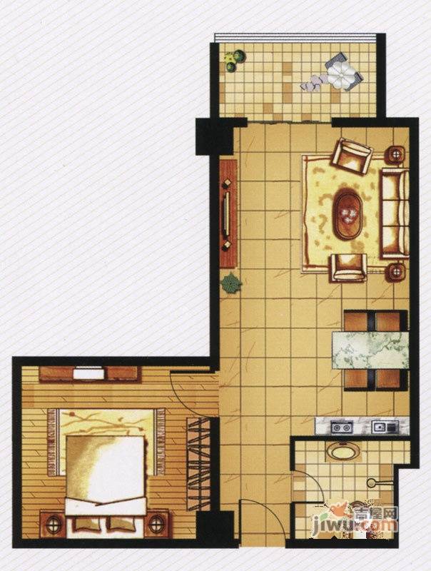 华域首座幸福里1室0厅1卫104㎡户型图