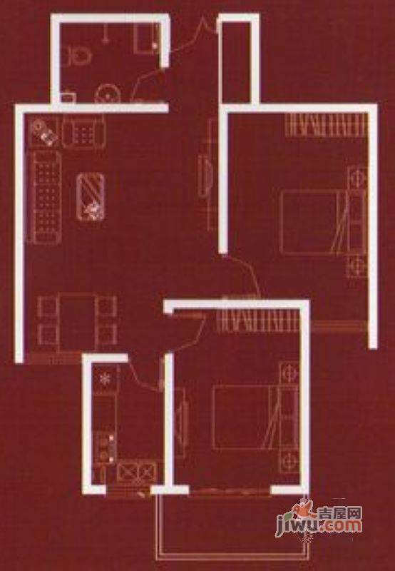 卓峰尚府2室1厅1卫84.8㎡户型图