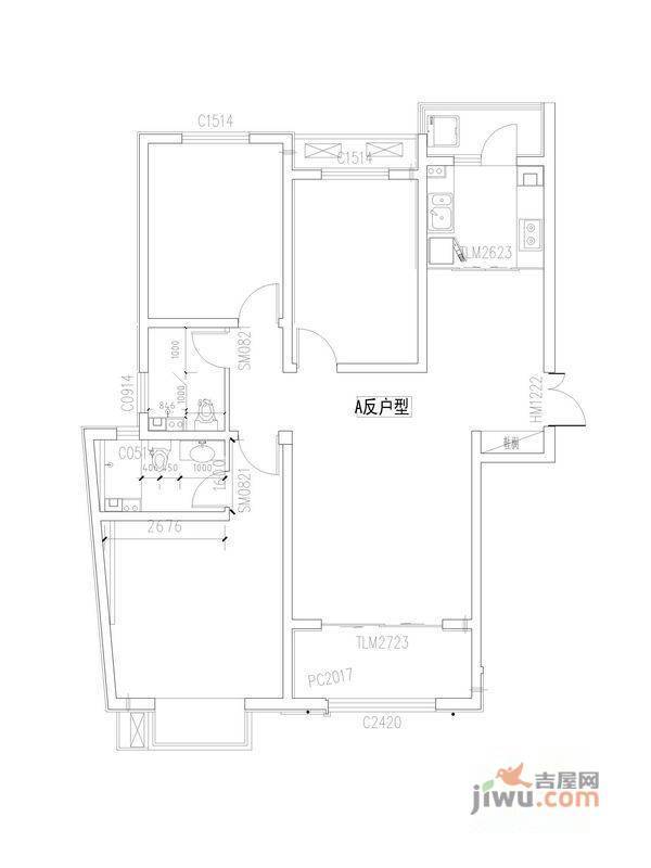 月亮湾3室2厅2卫户型图