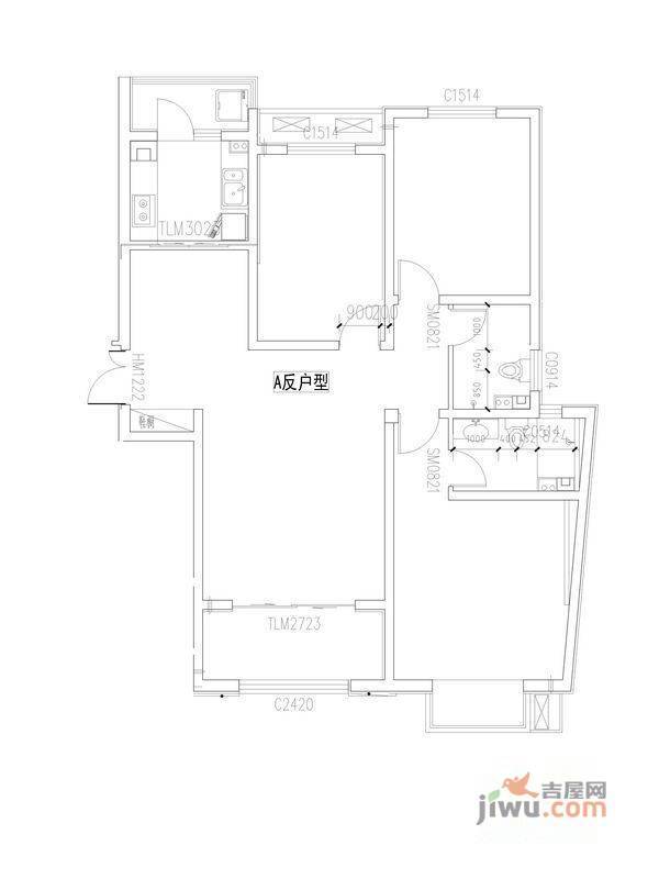 月亮湾3室2厅2卫户型图