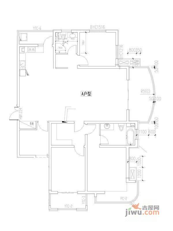 月亮湾4室2厅2卫191.9㎡户型图