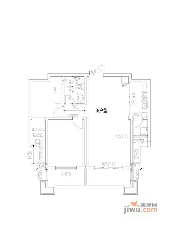 月亮湾2室2厅1卫户型图