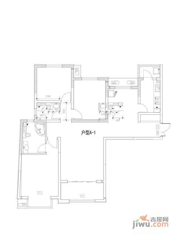 月亮湾3室2厅2卫户型图