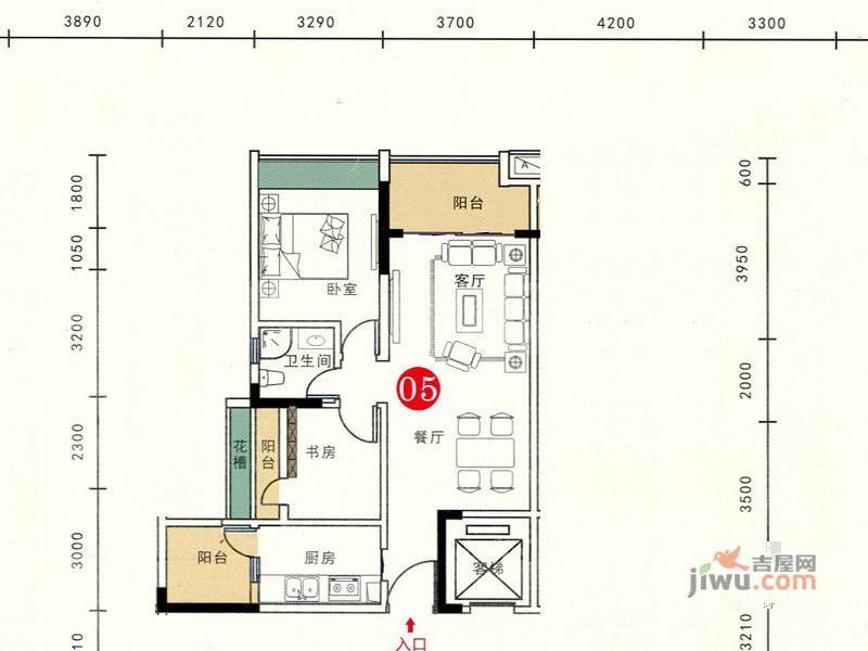 胜坚·尚城美居1室2厅1卫76.5㎡户型图