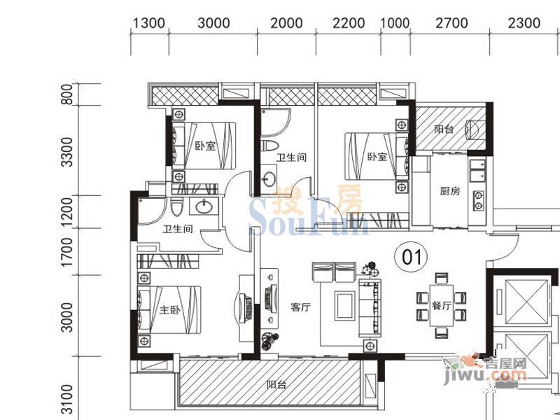 甘兰苑4室2厅2卫155.8㎡户型图