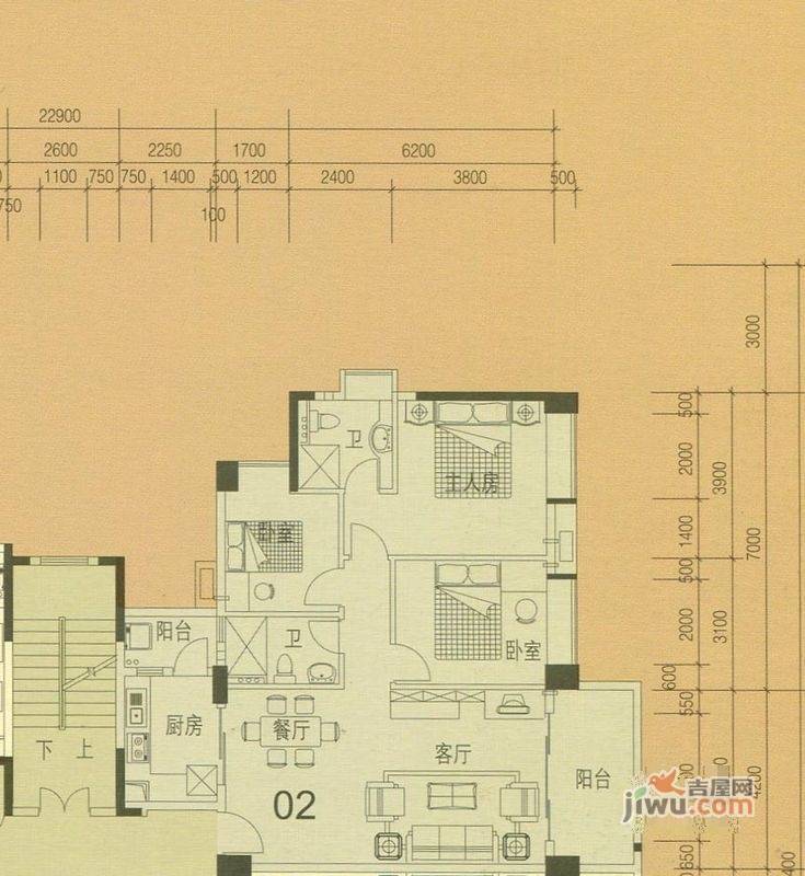 金汇城市广场3室2厅0卫117.3㎡户型图