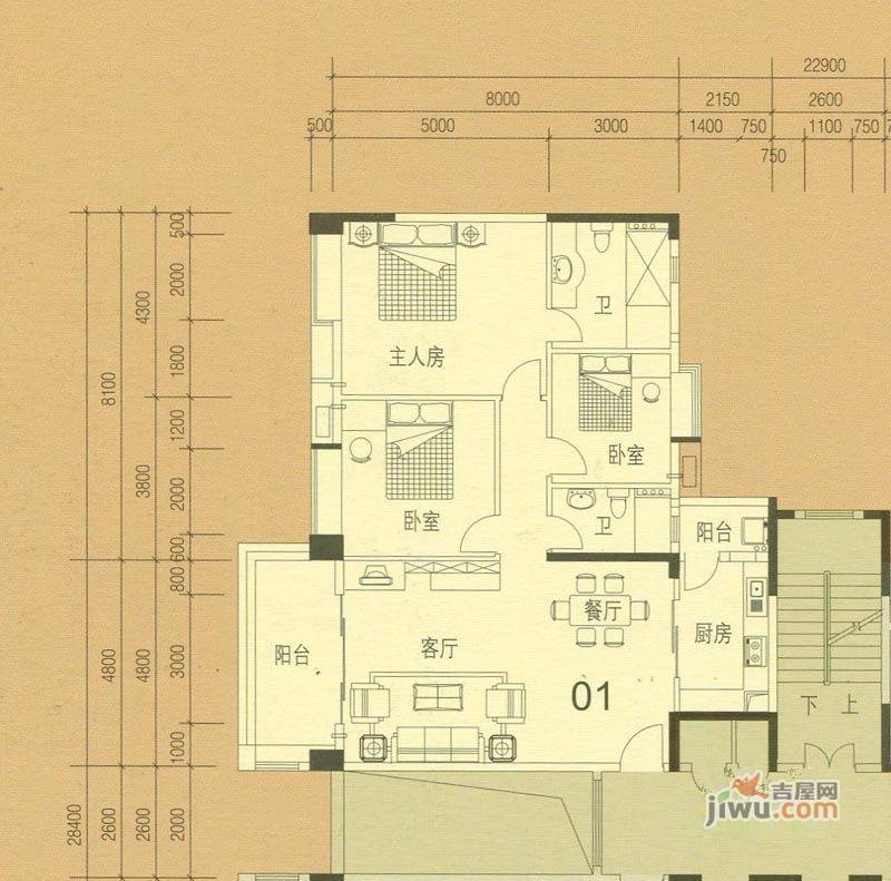 金汇城市广场3室2厅0卫139.3㎡户型图