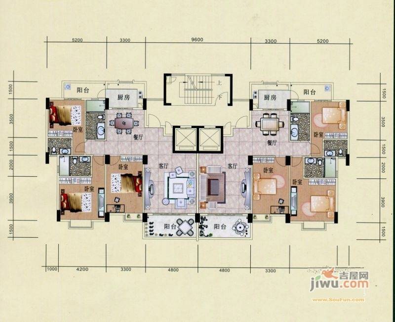 天富豪庭3室2厅3卫159.7㎡户型图