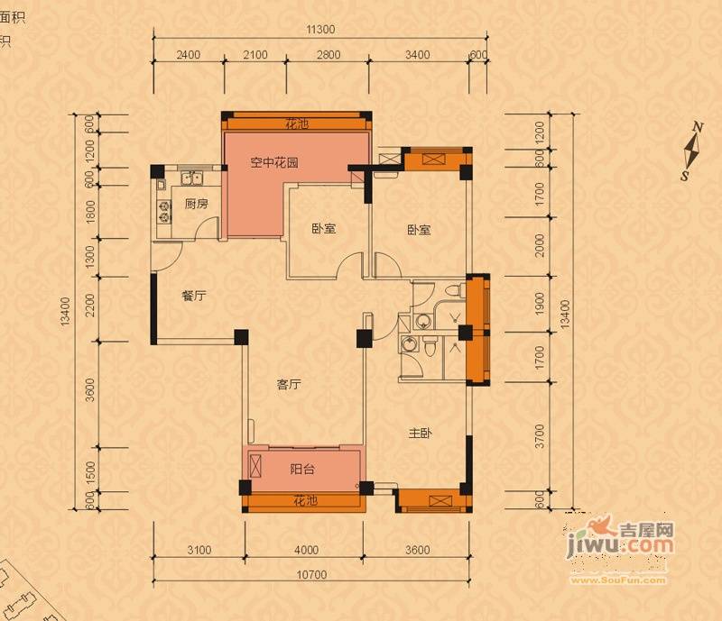 建泓·璟园3室2厅2卫120.8㎡户型图