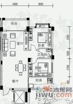 华茵绿洲2室2厅1卫82.6㎡户型图