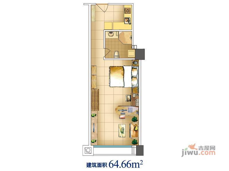 象溪MINI微公馆1室1厅1卫80.1㎡户型图