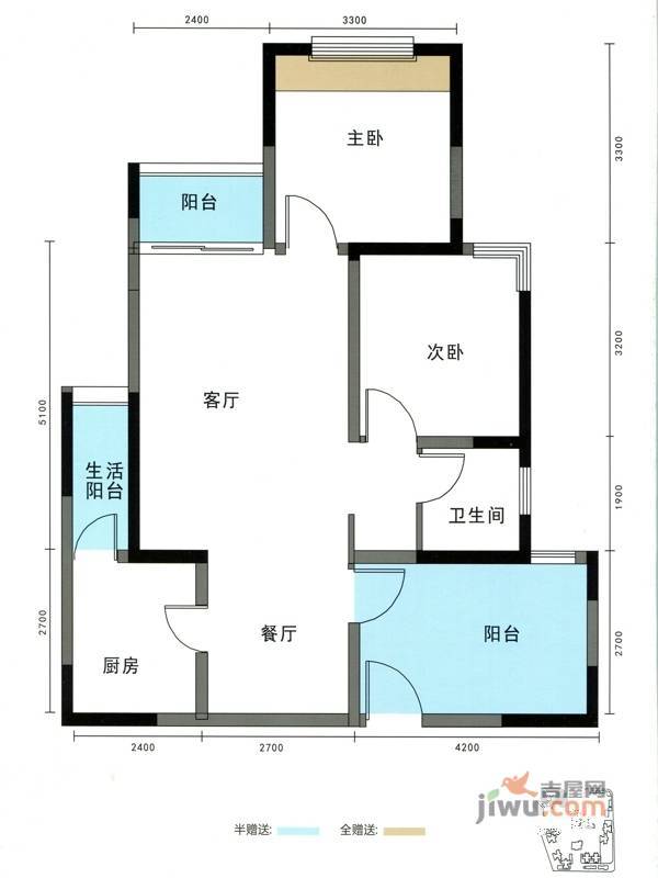 万宸阅湖郡3室2厅1卫81.8㎡户型图