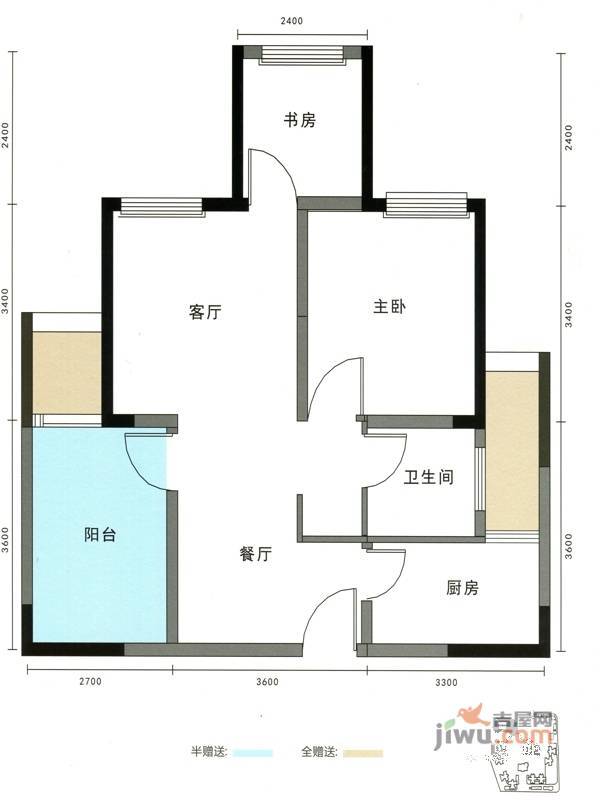 万宸阅湖郡3室2厅1卫71㎡户型图