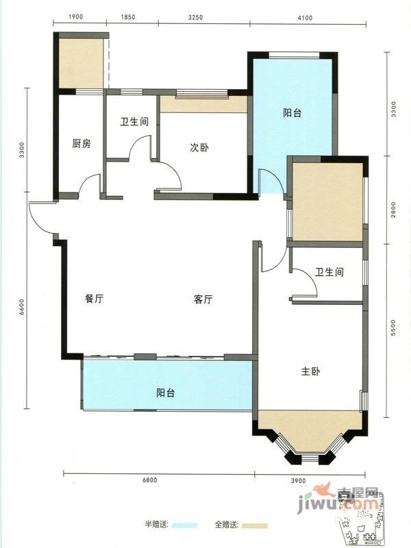 万宸阅湖郡4室2厅2卫110.2㎡户型图