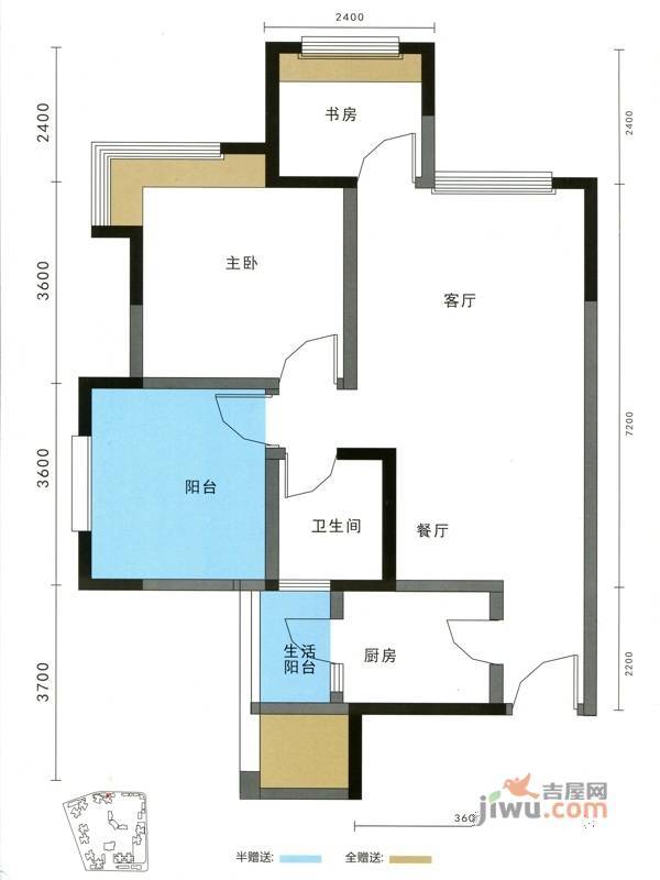 万宸阅湖郡3室2厅1卫78.5㎡户型图