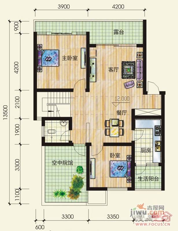 西山华府3室2厅2卫户型图