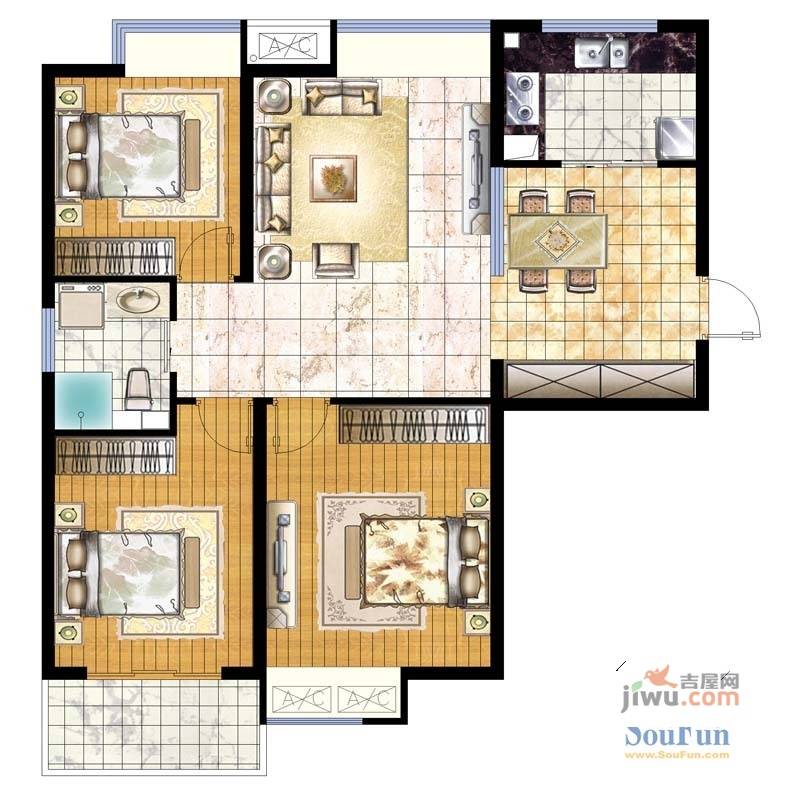 景秀丽都4室2厅1卫110㎡户型图