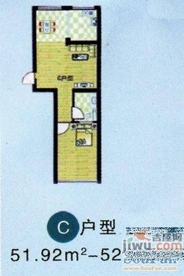 福海苑1室1厅1卫55.8㎡户型图