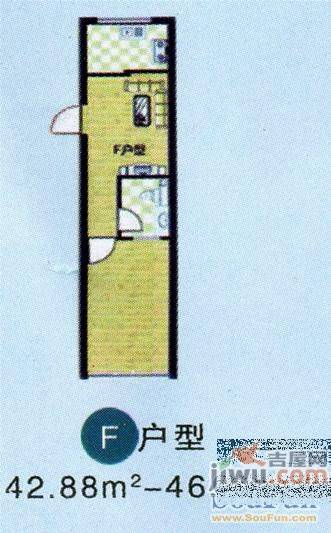 福海苑1室1厅1卫55.8㎡户型图