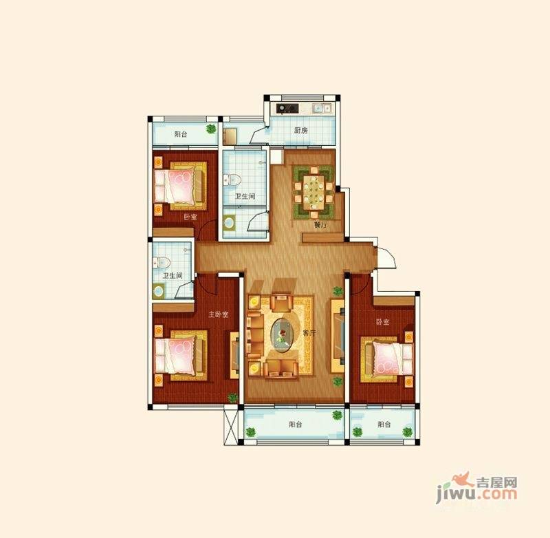 万博福地3室2厅2卫163.6㎡户型图