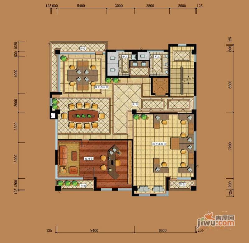 亘元财富汇2室2厅2卫240㎡户型图