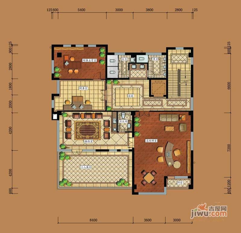 亘元财富汇2室2厅2卫240㎡户型图