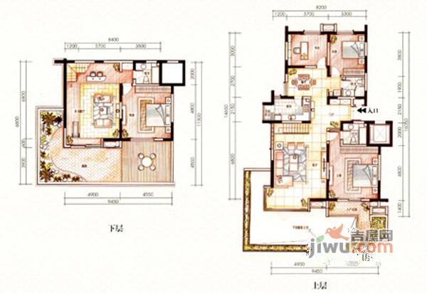 观湖一号4室3厅3卫214㎡户型图