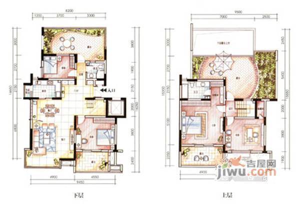 观湖一号4室3厅3卫户型图