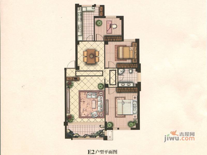 华雁湖畔3室2厅1卫113.6㎡户型图