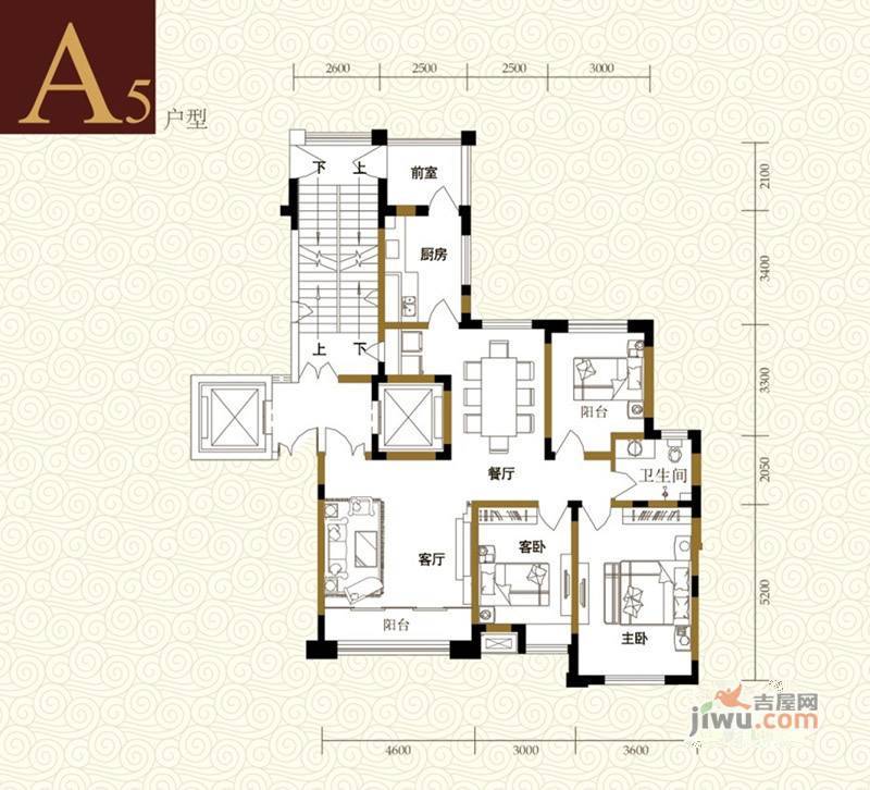 香溪美地国奥村3室2厅1卫134㎡户型图