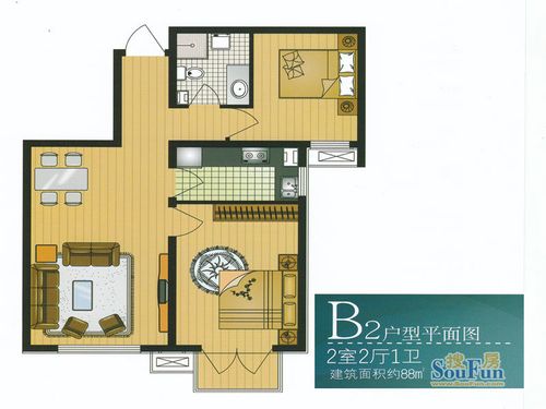 丽景名苑主推两室88,89平米户型 均价6500元/平