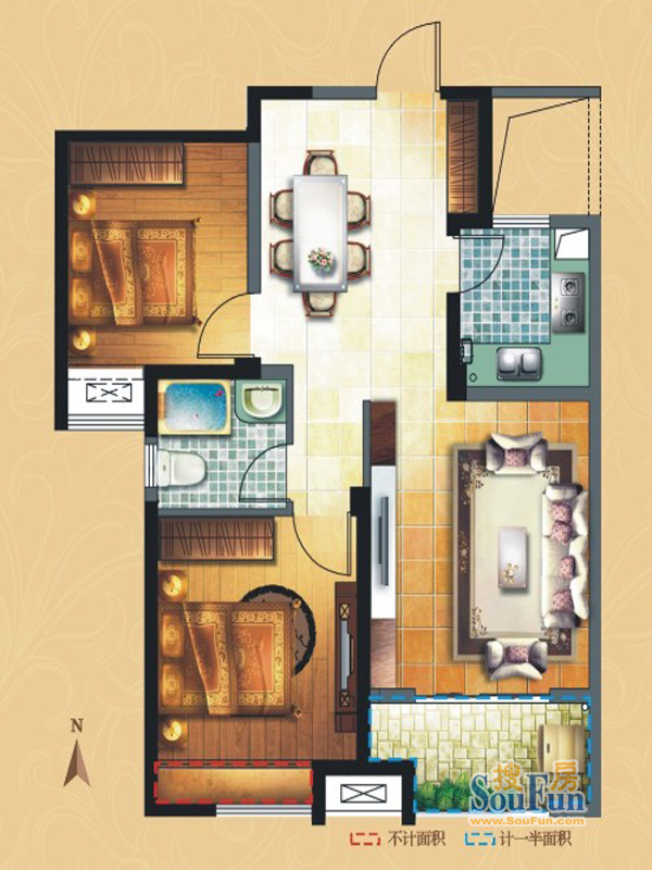 赏云鼎国际雪景 目前云鼎国际在售的为85平与87平两种两房户型,下面